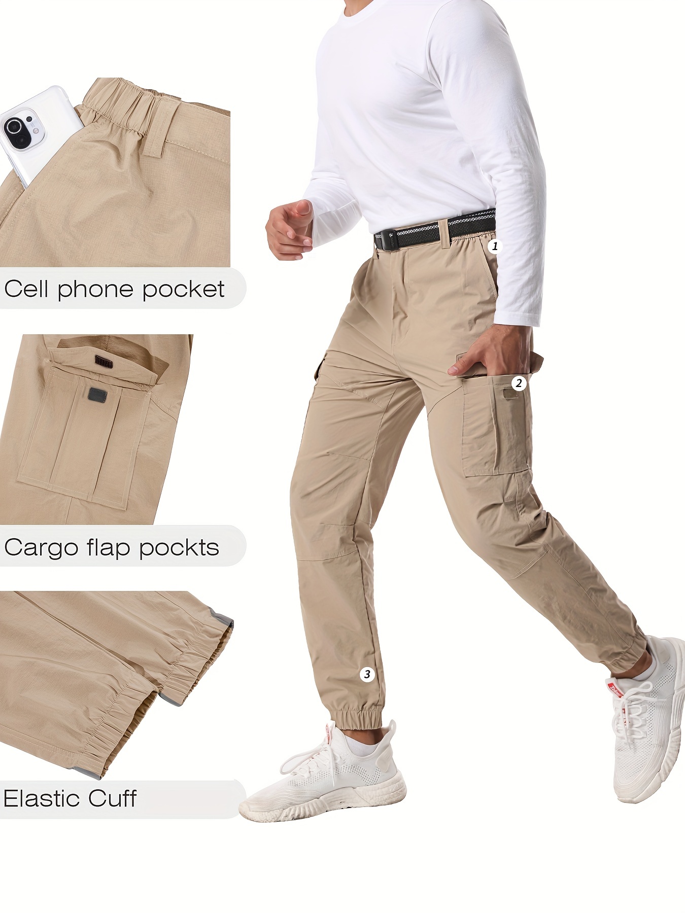  OUTSON Cargo Pants for Men Hiking with Pockets Slim