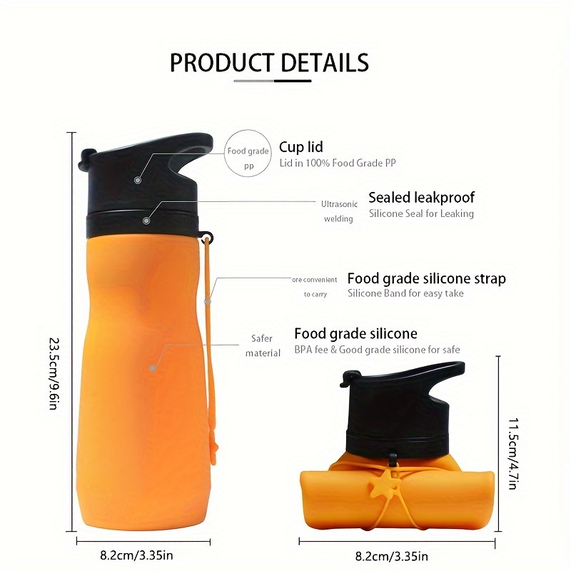 Foldable Outdoor Sports Water Bottle With Convenient Silicone Cup