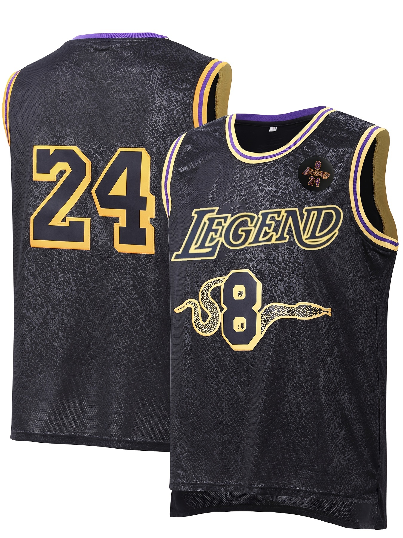 Temu Men's Legend #824 Embroidered Basketball Jersey, Retro Breathable Sports Uniform, Sleeveless Basketball Shirt for Training Competition Party