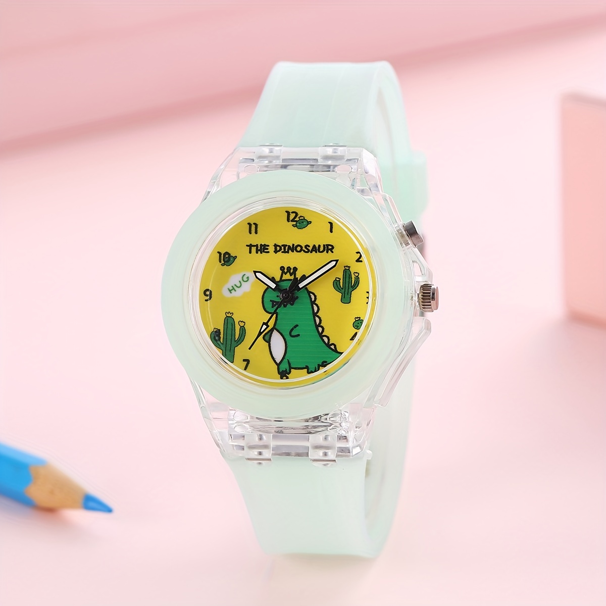 new cartoon little dinosaur children's watch luminous glow Temu