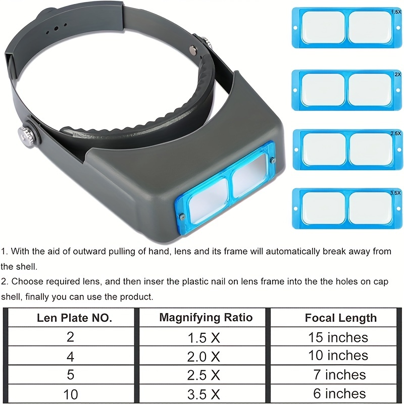 1.5x 2x 2.5x 3.5x Headband Magnifier With Optical Glass Lens - Temu