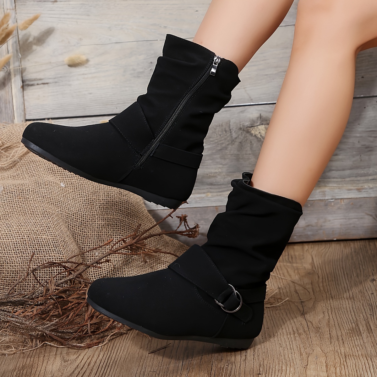 Ankle length flat hot sale boots