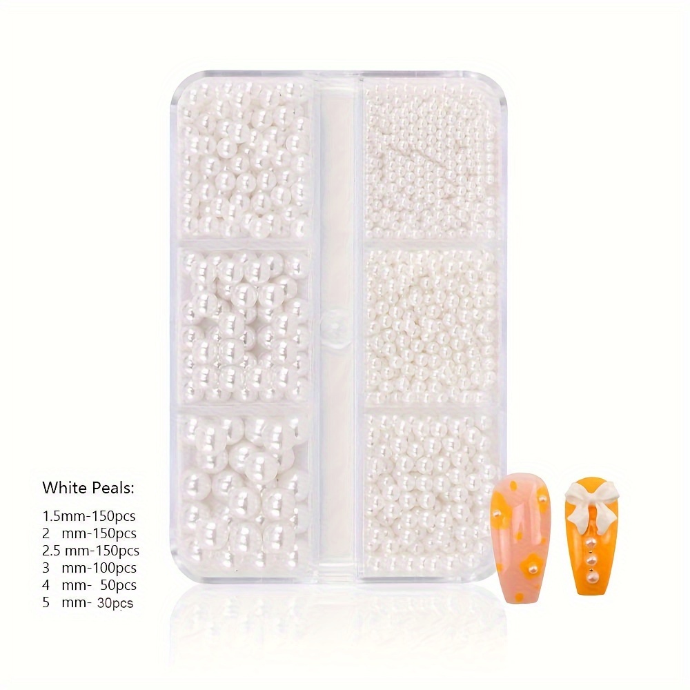 2mm white Flatback Nail Pearls For Nail Art Half Pearls For - Temu