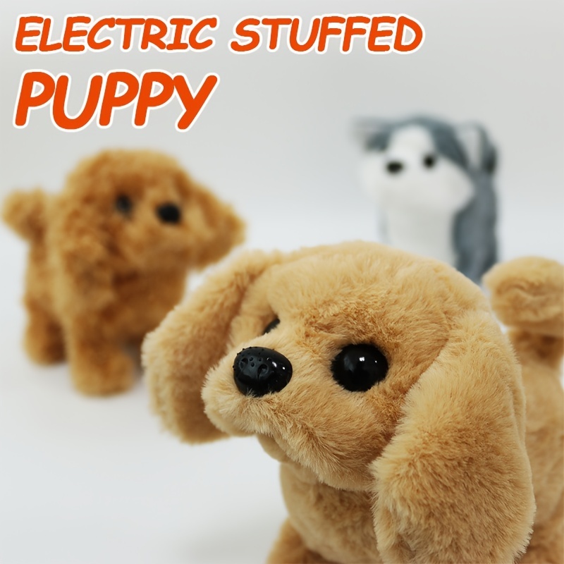 3 piezas de juguetes de peluche para niños, perros electrónicos  interactivos, perros de peluche que caminan y ladran la cola meneando,  animales