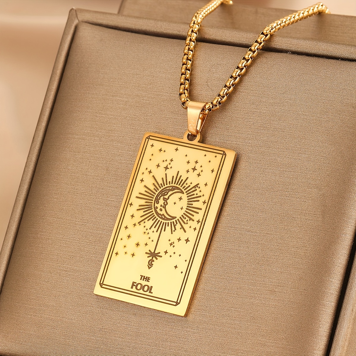 Stainless Steel Tarot Card Pendant Necklace 18k Gold Plated - Temu