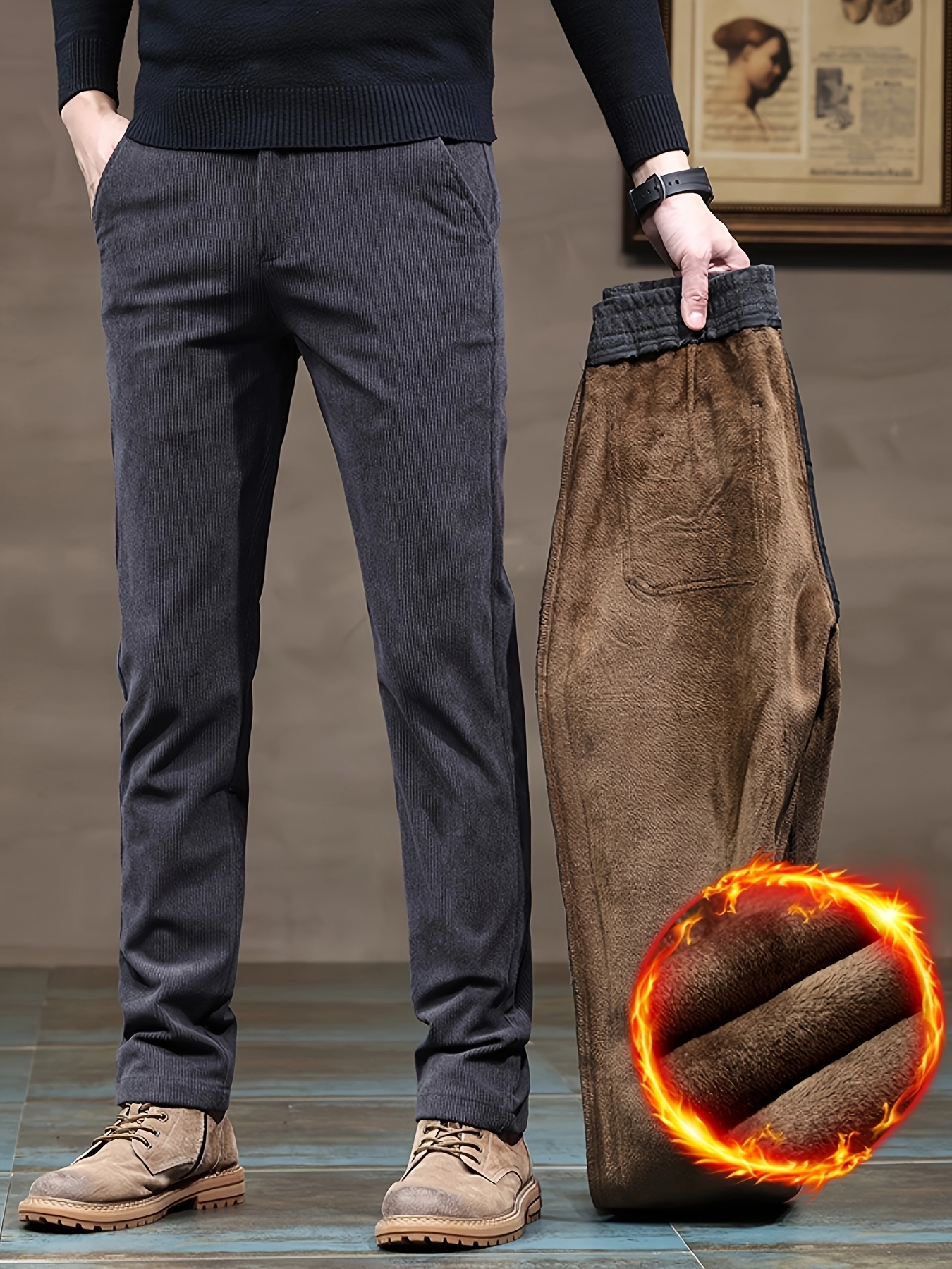 Loose Fit Corduroy Pants Men's Casual Stretch Sweatpants - Temu