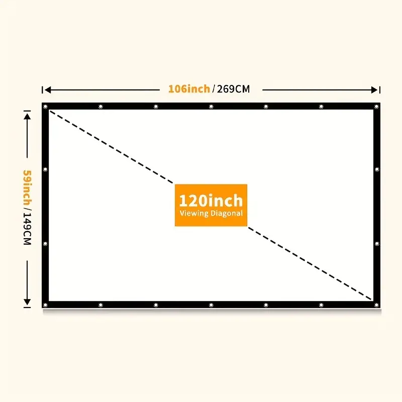 new projector screen 120 inch projector screen 16 9hd 4k folding wrinkle resistant projector portable projector movie screen outdoor home theater supports front and rear projection details 0