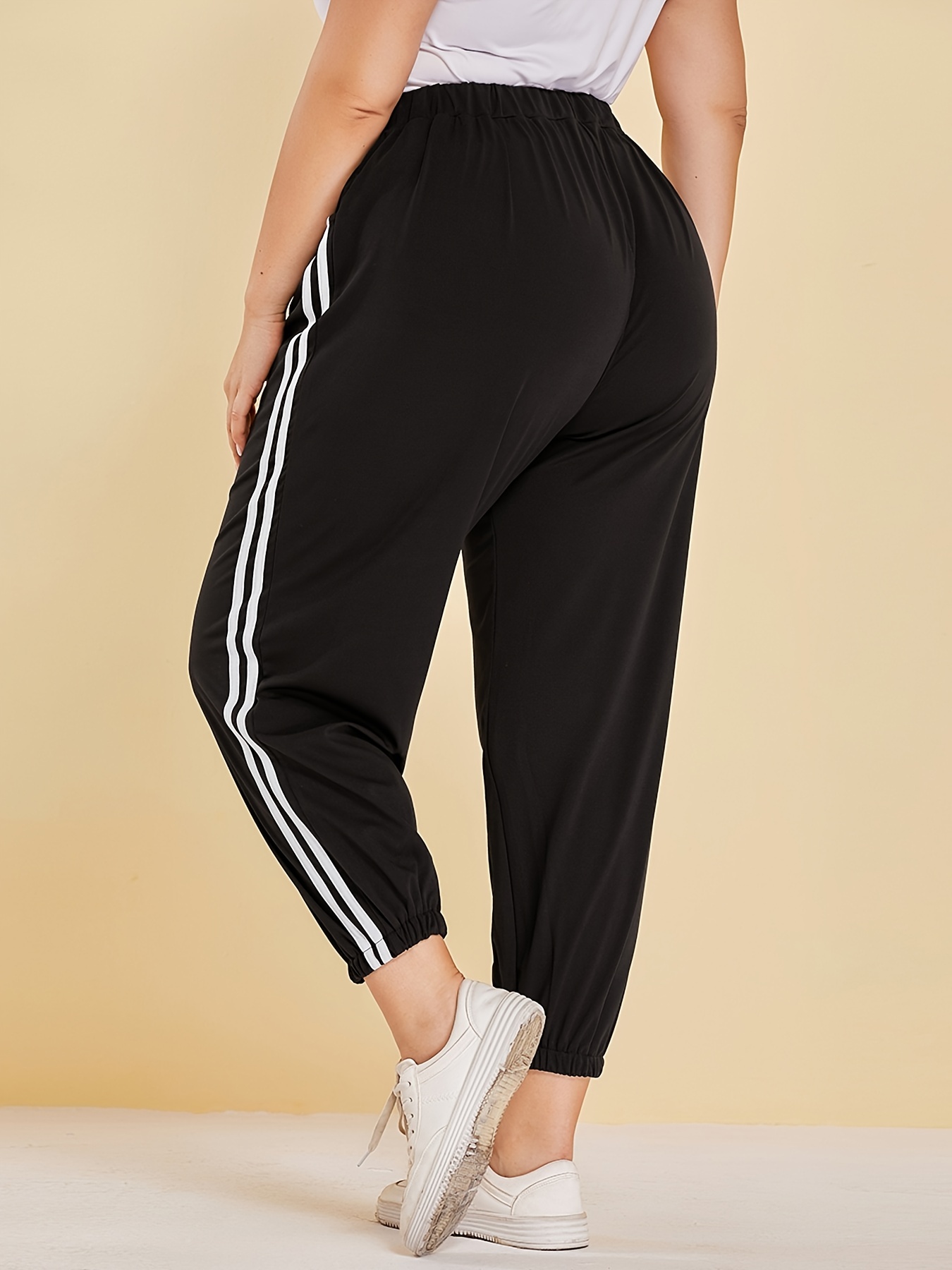 High Waisted Drawstring Plicated Side Pocket Ankle Length Tapered Fleece  Casual Joggers
