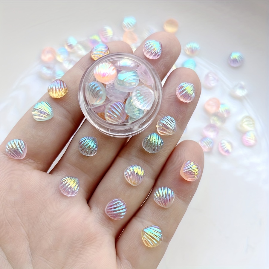 A Box Of Ab Shell Resin Flat-back Rhinestones For Nail Art Decoration And Jewelry Making