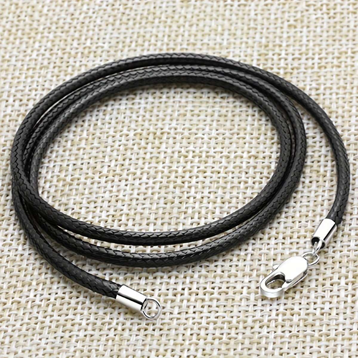 Men's 3mm Wax Cord Choker Necklace with Stainless Steel Clasp