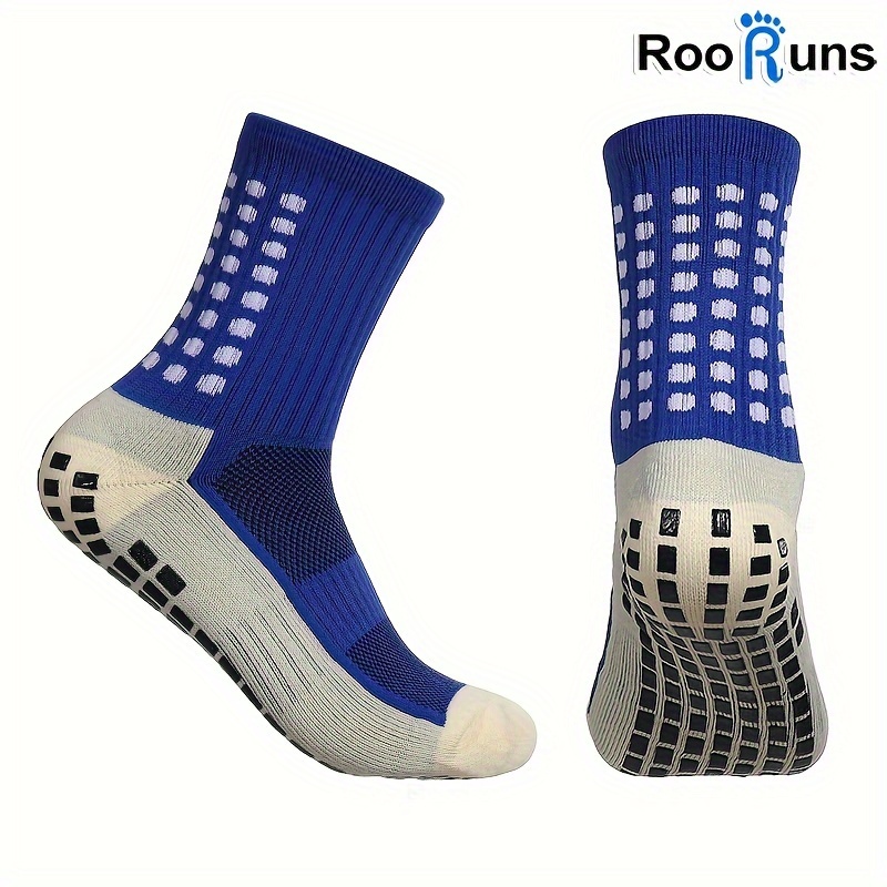 1pair Outdoor Sports Thick Toweling Anti-slip Football Socks With Glue Dots