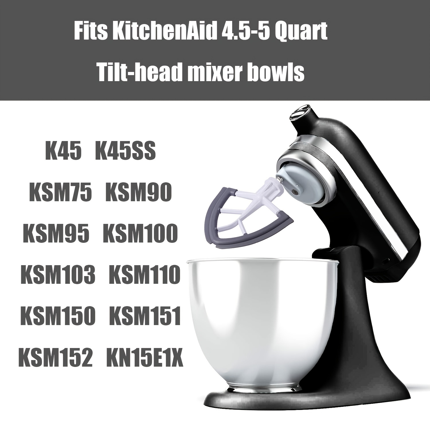 Flex Edge Beater for KitchenAid 4.5/5 QT Tilt Head Stand Mixer Kitchen Aid  Mixer Accessory,With Silicone Edges For Kitchen Aid Accessories and