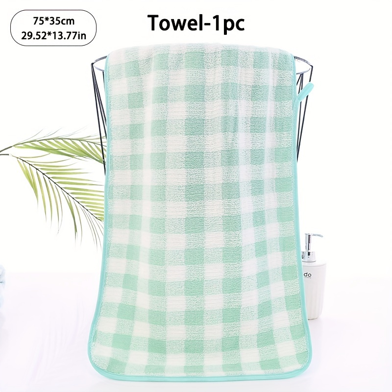 Plaid Pattern Towel Set Coral Velvet Hand Towel Bath Towel - Temu