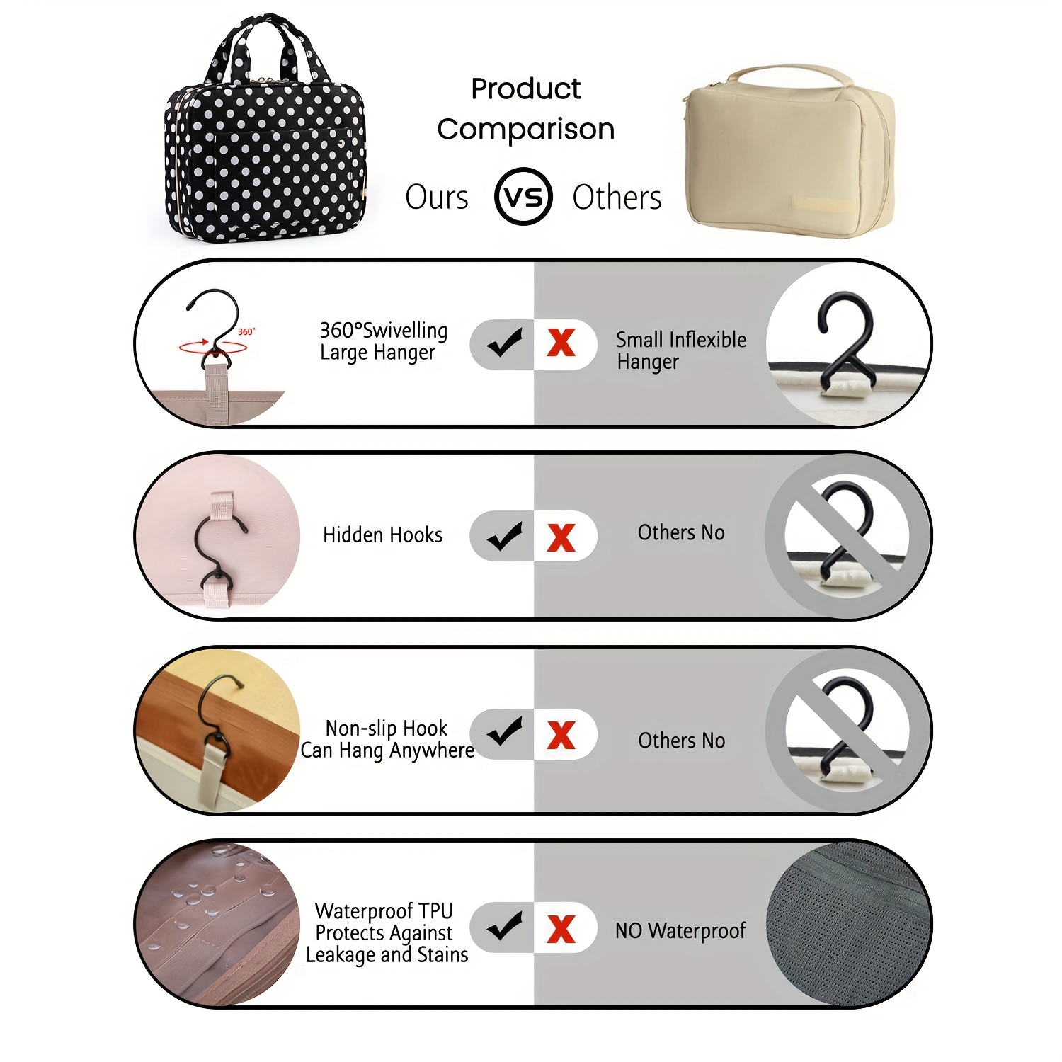 Toiletry Bag for Women, Large Hanging Travel Makeup Bag Water