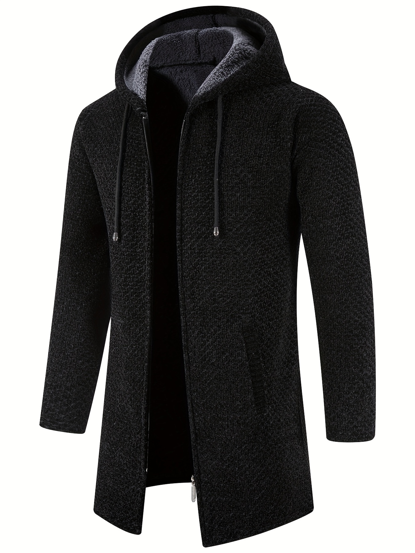 Knitted Cardigan Sweater Jacket Trench Men Thick Long Casual Plus Size  Winter 