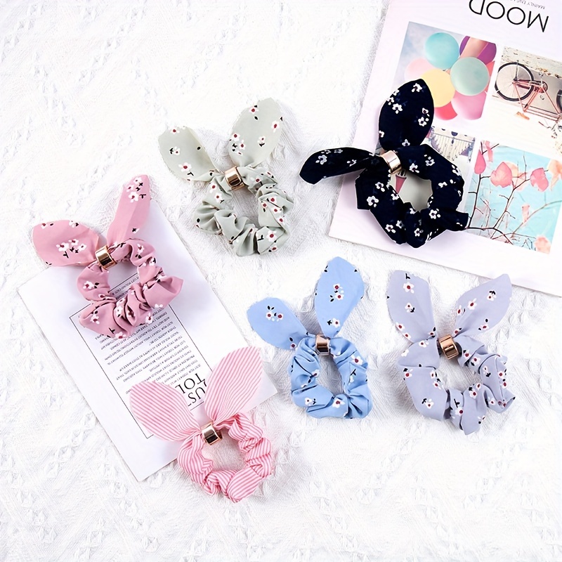 Rabbit Ear Striped Hairband Elastic Hair Rope