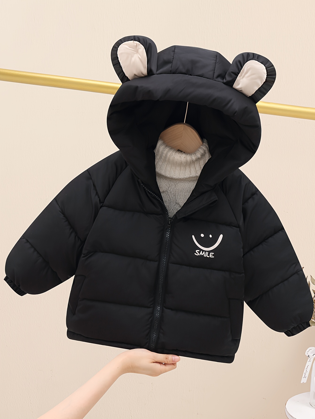 New Baby Boys Cute Graphic Hooded Padded Coat Kids Warm Zip - Temu