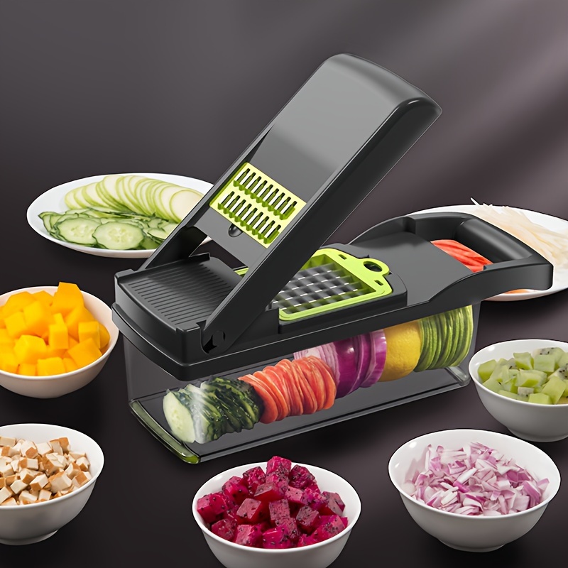 Vegetable Chopper, Multifunctional Fruit Slicer, Veggie Slicer, Vegetable  Slicer, Cutter With Container, Onion Mincer Chopper With Multiple  Interchangeable Blades, Household Potato Shredder, Kitchen Stuff, Kitchen  Gadgets - Temu