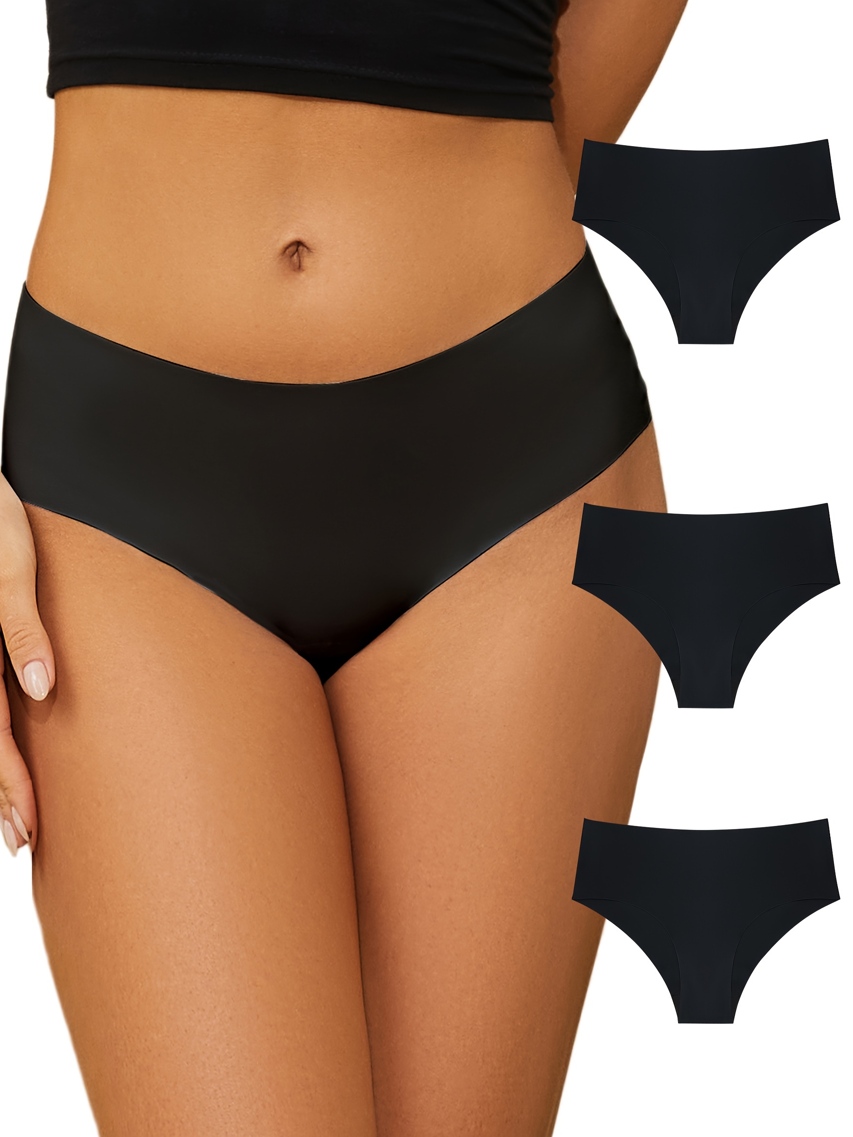 Seamless Solid Briefs Comfy Breathable Low Waist Stretchy - Temu