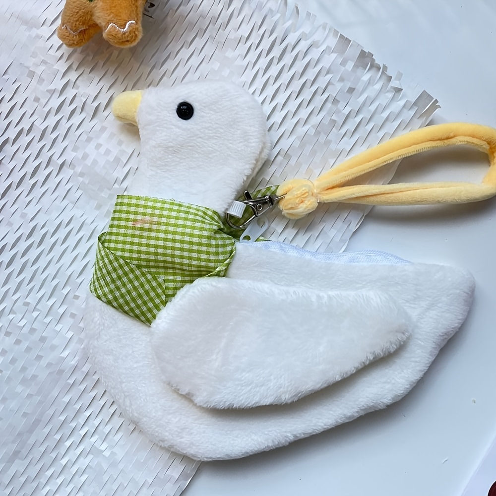 Kawaii Plush Duck Coin Purse, Faux Fur Zipper Clutch Wallet, Sweet