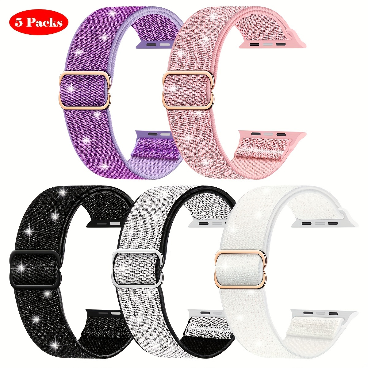 

5 Packs Stretchy Nylon Bands Compatible With Watch Band 38mm 40mm 41mm 42mm 44mm 45mm 49mm, Women Men Adjustable Solo Loop Elastic Sport Wristbands Strap For Iwatch Series 9 8 7 6 Se 5 4 3 2 1ultra