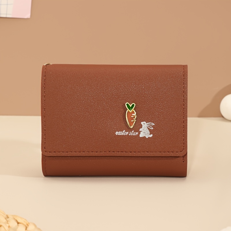 Kawaii Bunny & Carrot Pattern Short Wallet, Trifold Coin Purse, Classic  Credit Card Holder - Temu