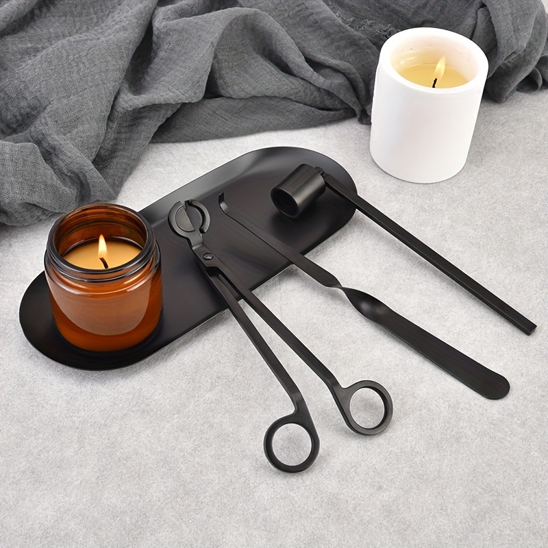 1PCS Stainless Steel Trim Wick Cutter Snuffer Scissor Black Aromatherapy  Wick Trimmer Hook Bell Cover Candle Making Kits