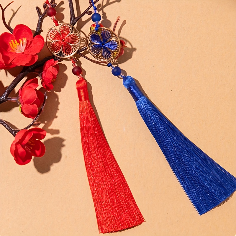 Borla de costura de seda con 2 piezas de nudo chino de 2.0 in, borlas  decorativas para cortinas del hogar, decoración de bricolaje