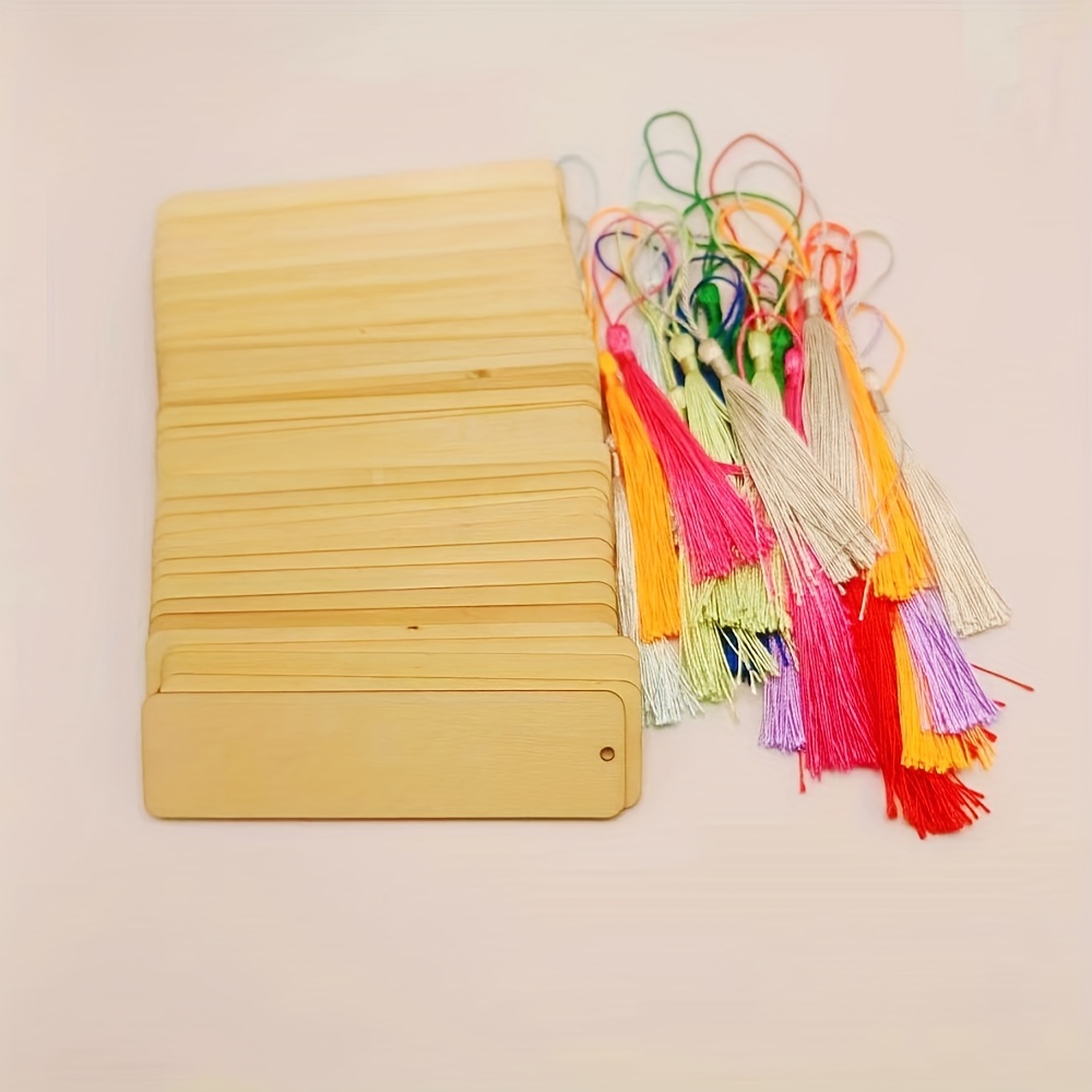 36Pcs Wood Blank Bookmarks Set Wooden Craft Bookmark Accessories DIY