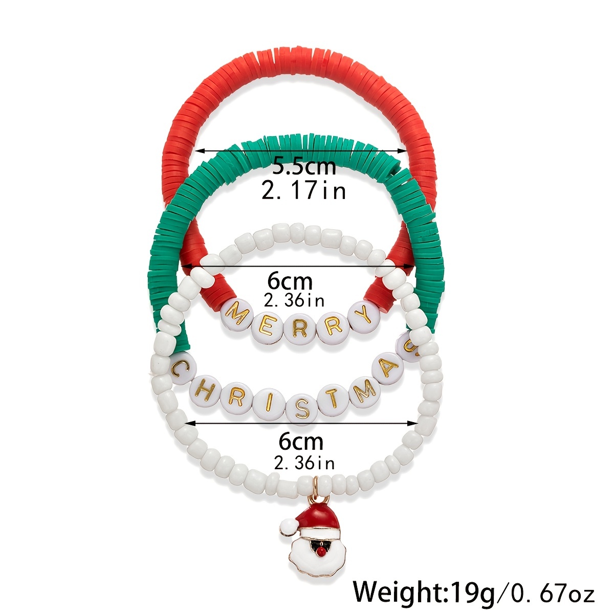 Red Green Soft Clay Beads Beaded Bracelet Minimalist Xmas - Temu