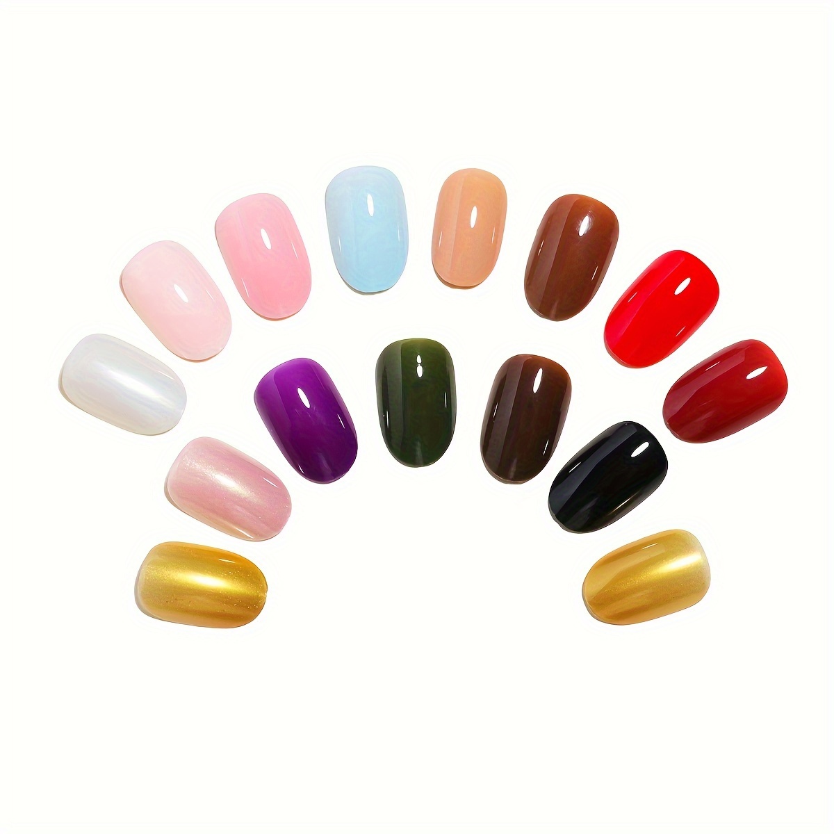 24pcs mid length oval shape press on nails solid color fake nail full cover nails for women details 42