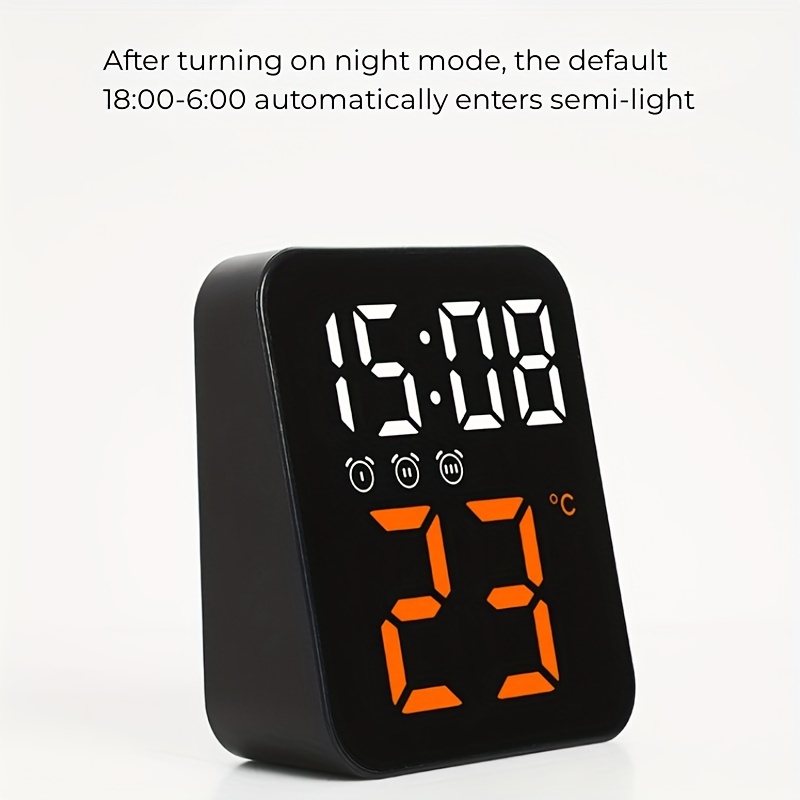 Réveil numérique à commande vocale, horloges intelligentes à LED,  TeperMobSnooze, mode nuit, horloge de table de