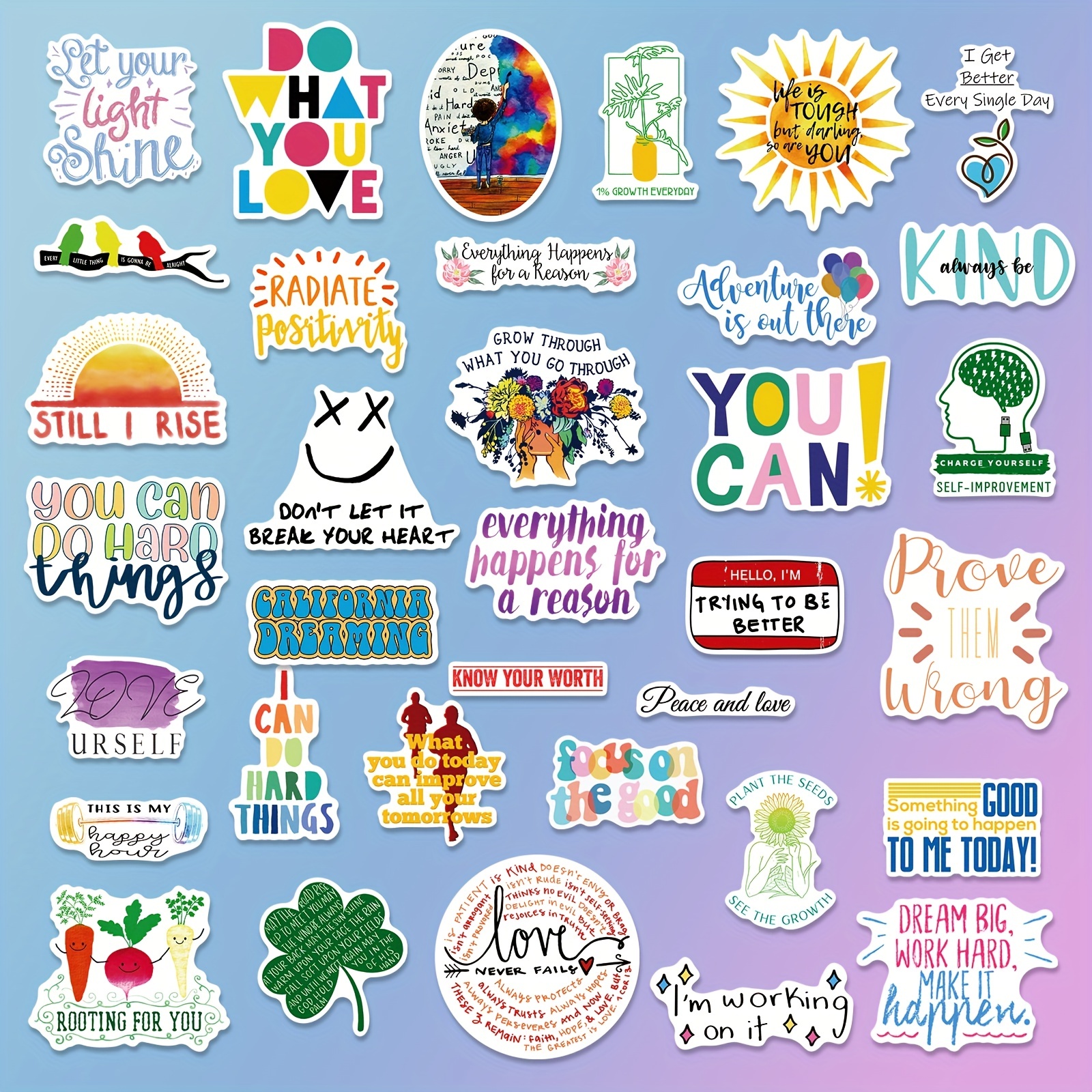  Inspirational Stickers for Water Bottles, Positive Quote  Stickers for Laptop Computer Scrapbook Notebook Journaling, Motivational  Words Stickers for Teens Adults, Waterproof Vinyl Mental Health Stickers  (Inspirational Stickers) : Electronics