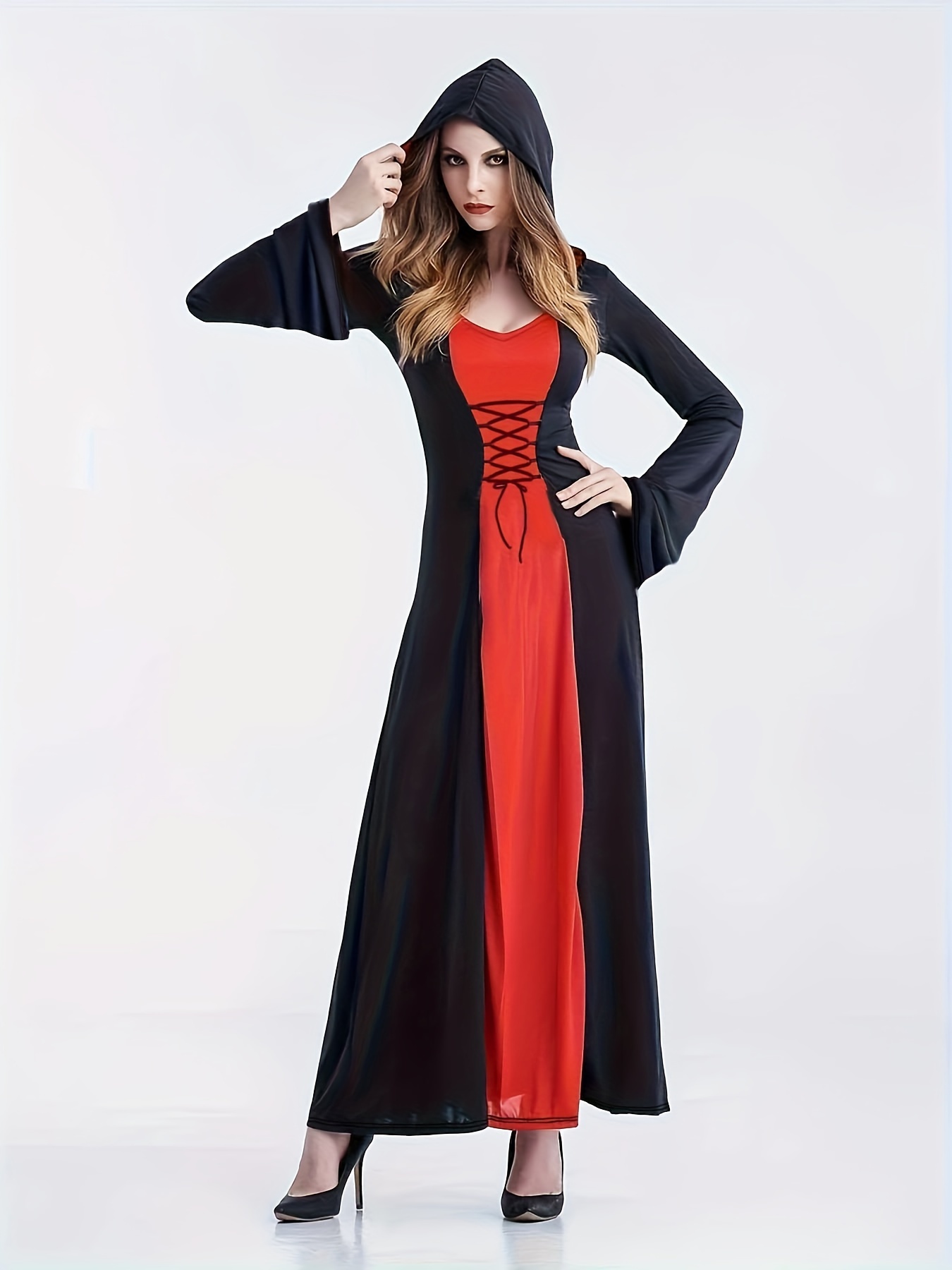 Vestidos medievales para mujer, con encaje en contraste, sin tirantes,  disfraz renacentista, con bloques de color, maxi vestido de fiesta de