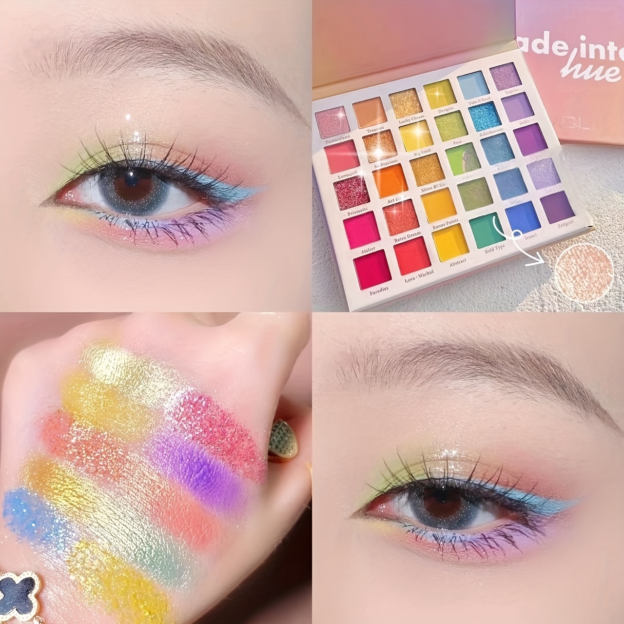 Cómo maquillar los ojos con sombras estilo arcoíris