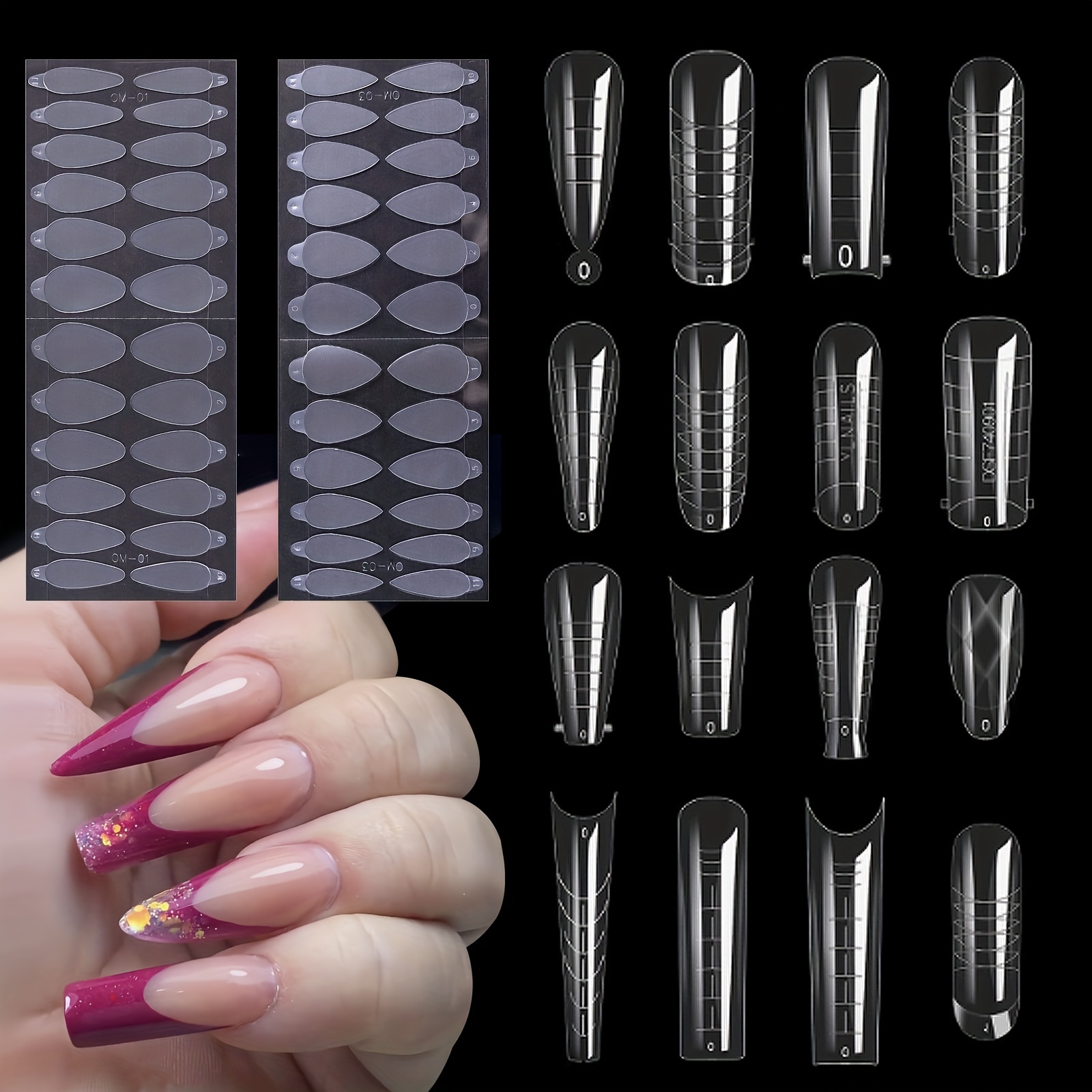 96pcs Dual Forms French Tip Nail Stickers for Builder Gel Quick Building  French Nails Form Mold Nail Stencil Stickers Nail Form Sticker Nail  Extension