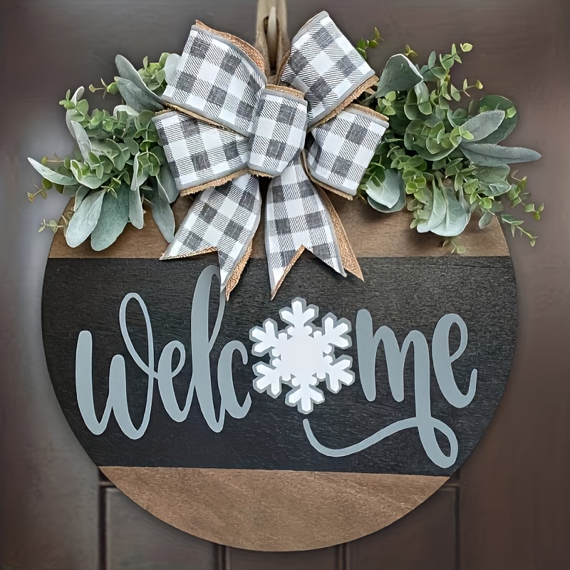 Christmas Welcome Sign Wood Decorations Welcome Sign Christmas Front  Snowflake