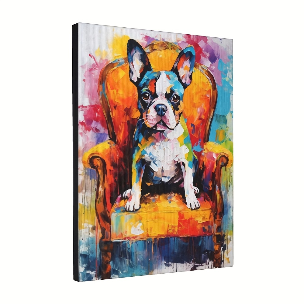 

1pc, Dog Wall Art Decoration Painting Colorful Animal Canvas Picture Poster Printing Pet Puppy Modern Art Bedroom, Interesting Canvas Wall Decoration, Home Without Frame, 12x16 Inches