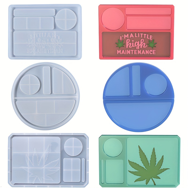 5 PCS Resin Molds Silicone Molds for Epoxy Resin with Large Rolling Tray  Mold and Grinder Mold for Grind and Storage DIY Resin Casting