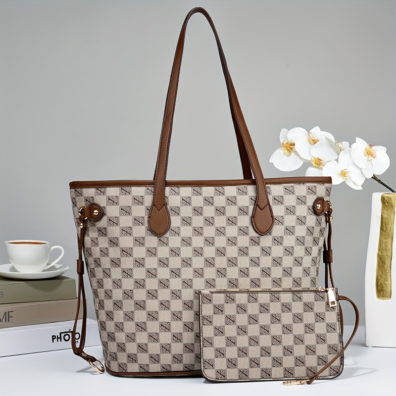Luxury Plaid Print Tote Bag For Women, Classic Style Shoulder Bag, Large  Capacity Handbag & Satchel Purse - Temu