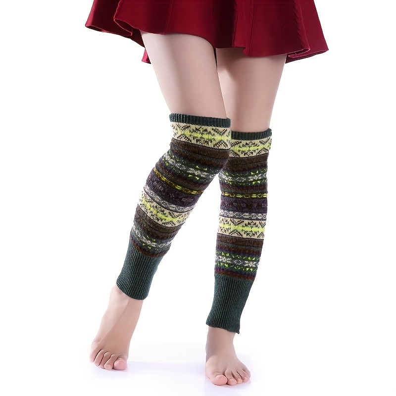 Winter Leg Warmer Ethnic Style Thickened Knitted Leg Sleeves - Temu ...