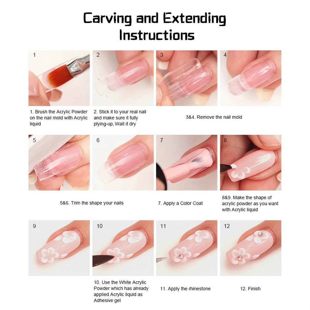 Acrylic Nail Kit Clear Nude Acrylic Powder Nails Kit - Temu