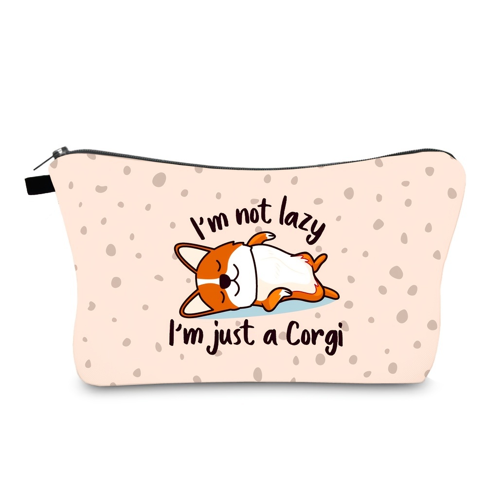 Corgi Dog Makeup Bag Zipper Toiletry Storage Organizer Cosmetic Pouch