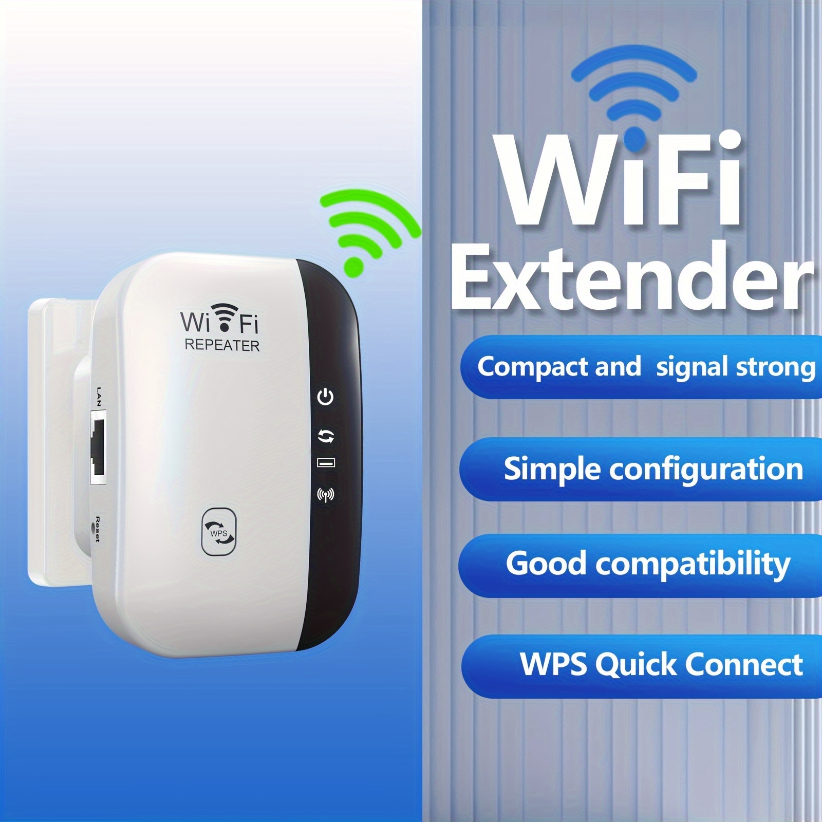 Extensor WiFi, amplificador WiFi, repetidor WiFi, cubre hasta 2640 pies  cuadrados y 40 dispositivos, amplificador de Internet, con puerto Ethernet