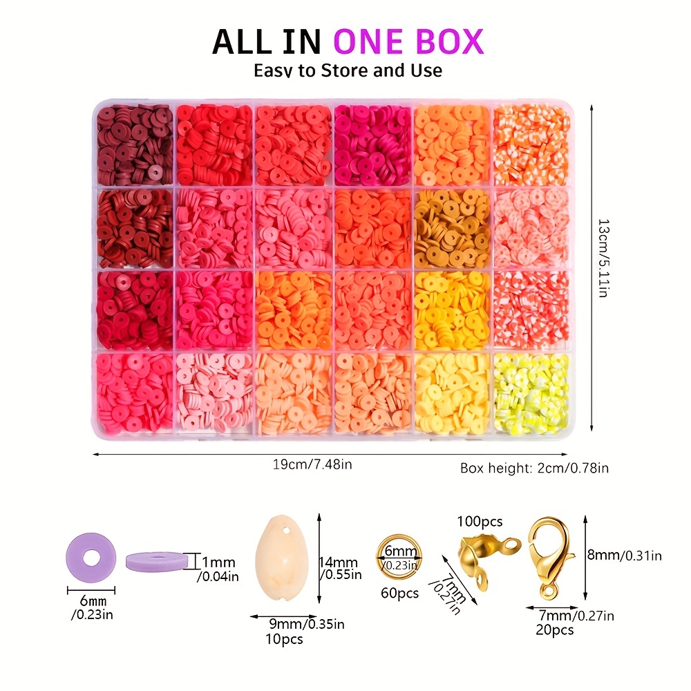 4800pcs DIY Bracelet Making Clay Bead Set 48 Colors Polymer Clay