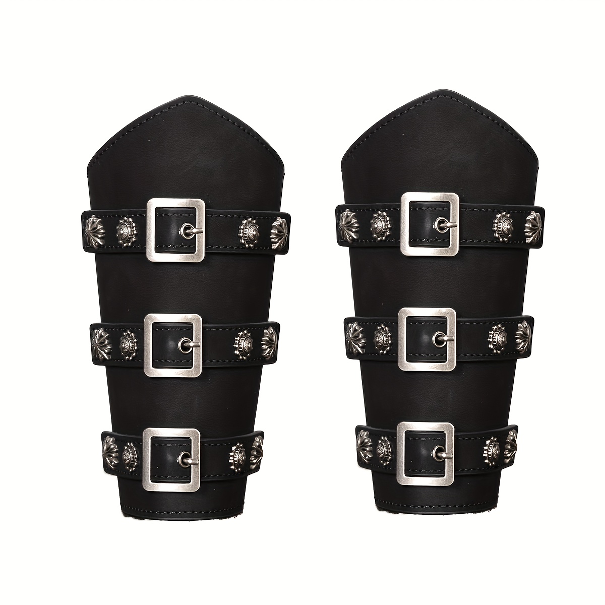  Leather Arm Guards Medieval Bracers Black Leather