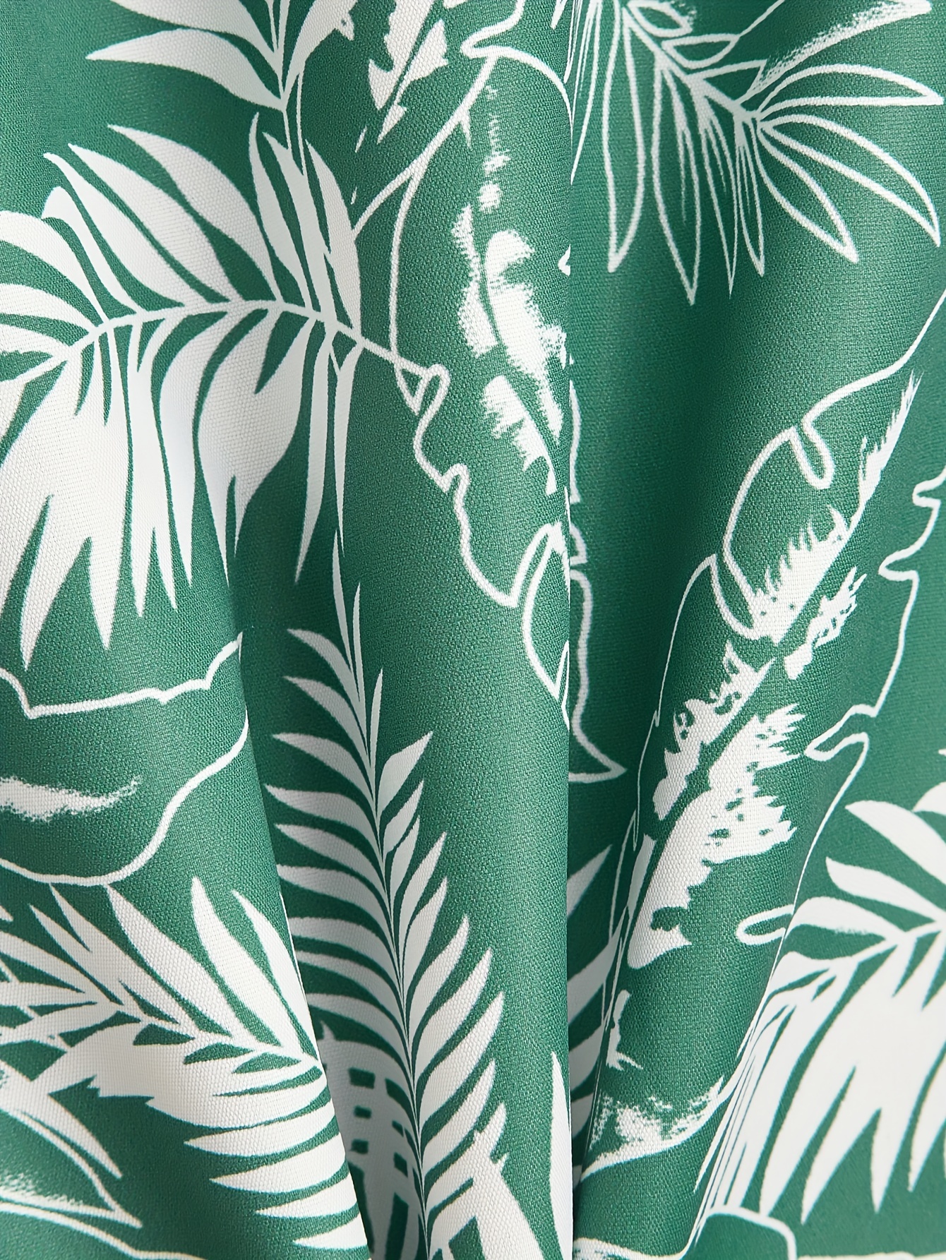 Palm Leaves Print - Hawaiian Shirts Button Up Short Sleeve Beach