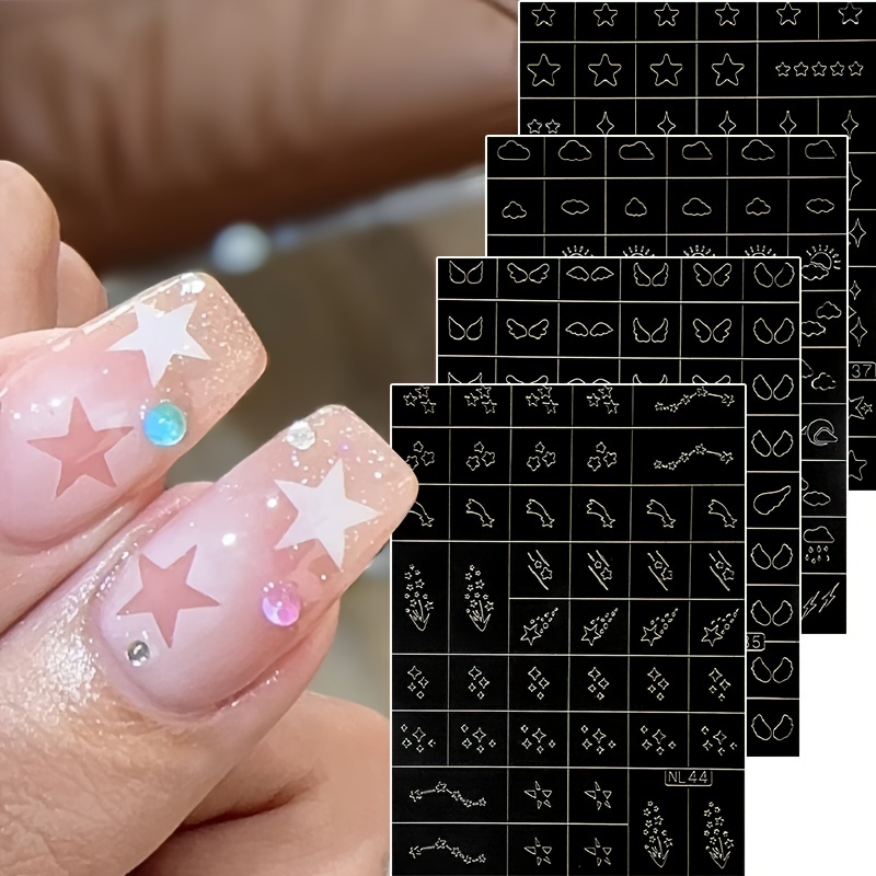  9 Sheets Airbrush Nail Art Stencil Sticker Decals 3D