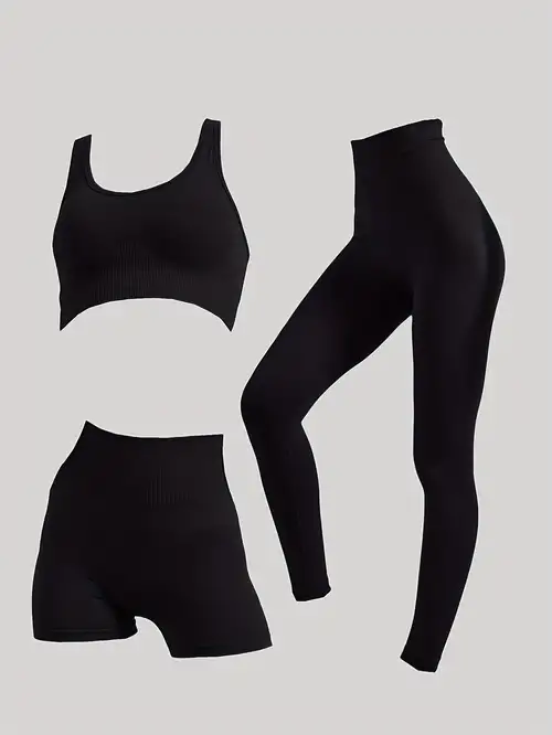 2pcs Sports Set, Short Sleeve Yoga Top & High Waist Running Workout  Leggings, Women's Activewear