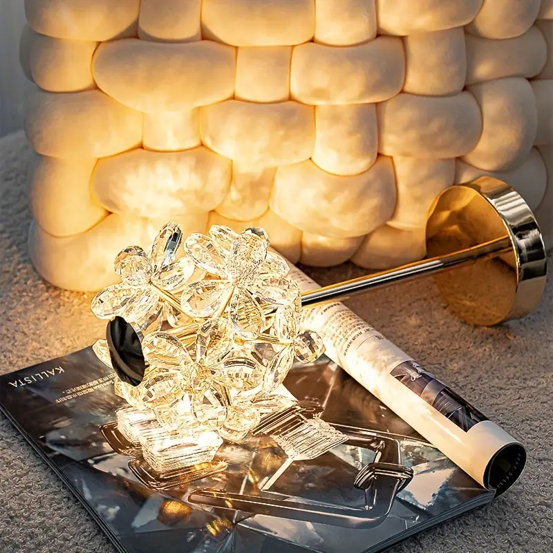 1pc bedroom bedside table lamp usb k9 crystal ball dandelion decorative lamp small mini study desk lamp living room princess room cocktail lounge lighting night lamp ambient table lamp lighting supplies details 8